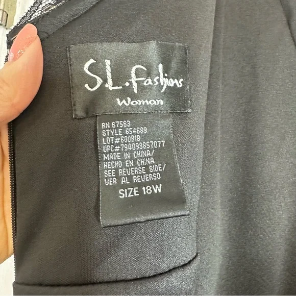 Elegant Black Lace & Chiffone Ruffle Women's Cocktail Dress Plus Size 18W - Picture 13 of 15